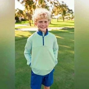 Turtles & Tees Boy’s Long Sleeve Sage& & Blue Pullover Size L Casual Top